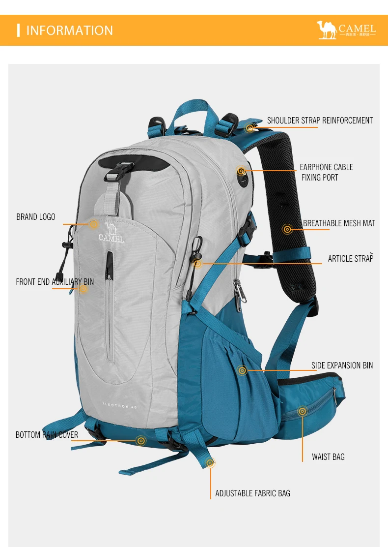 GOLDEN CAMEL Outdoor Mountaineering Bag Backpack Large Capacity Portable Camping Hiking Men And Women Anti-splash Wear-resistant