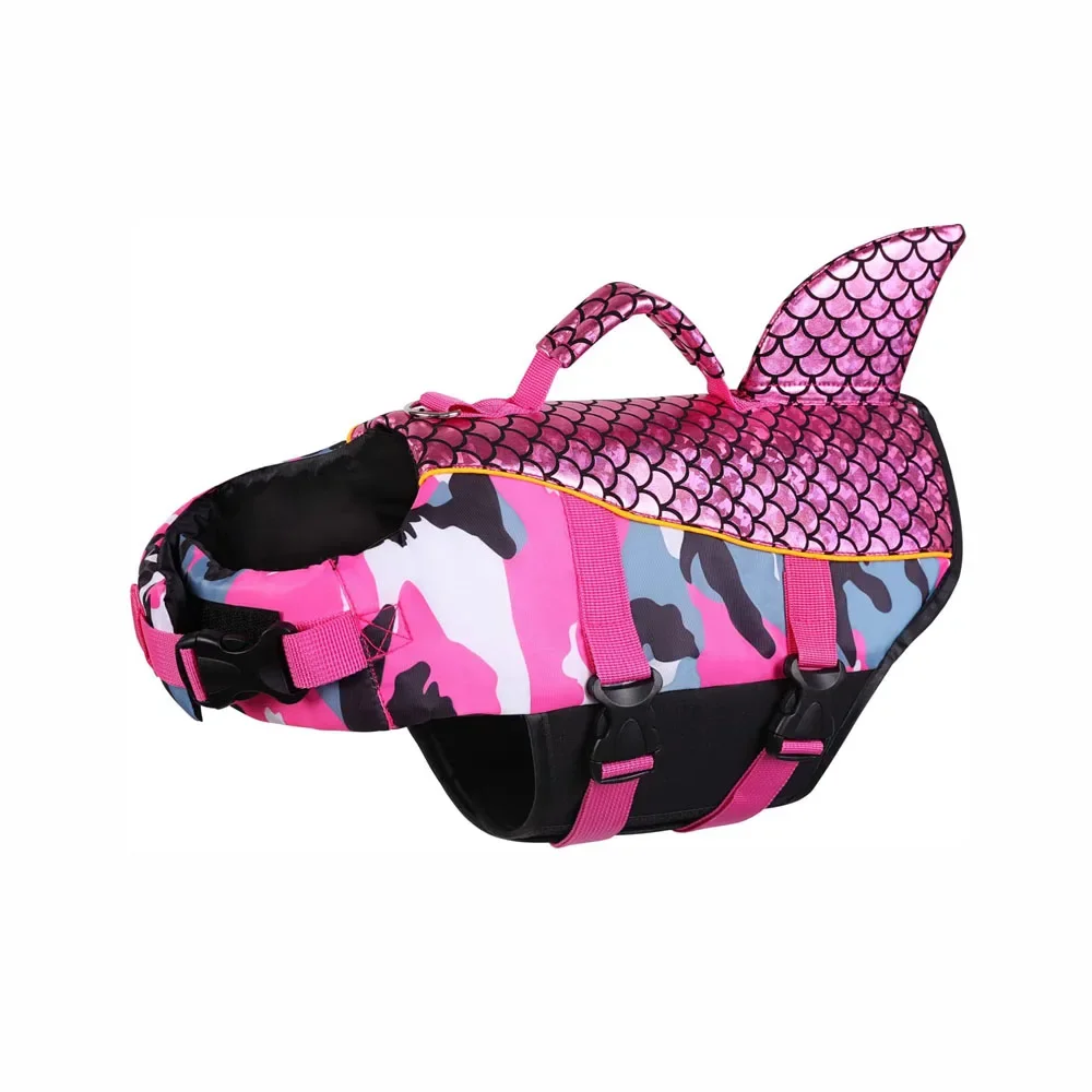 Dog Life Jacket Shark Pets Life Vest Adjustable Ripstop Dogs Swimming Safety Vest With Superior Buoyancy Rescue Handle For Dogs