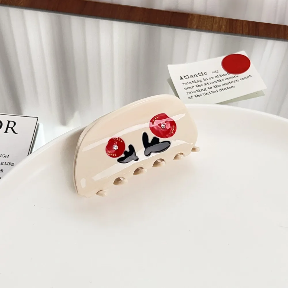 

Creative Rhinestone Rose Flower Hair Claw Barrette Hairpin Acetic Acid Shark Clip Headwear Geometry Back Head Hair Grab Girls