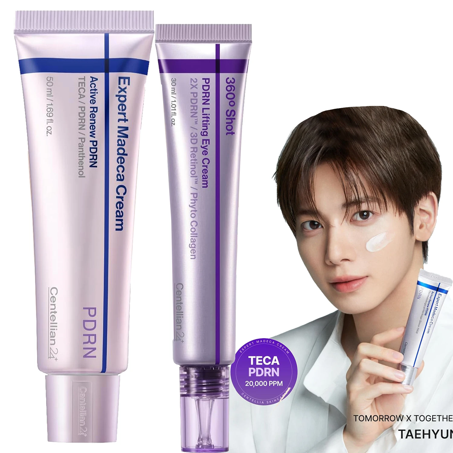 Centellian24 360 Shot PDRN Firming Eye Cream+Madeca Cream Soothing & Hydrating Face Moisturizer Skin Barrier Korean Skincare