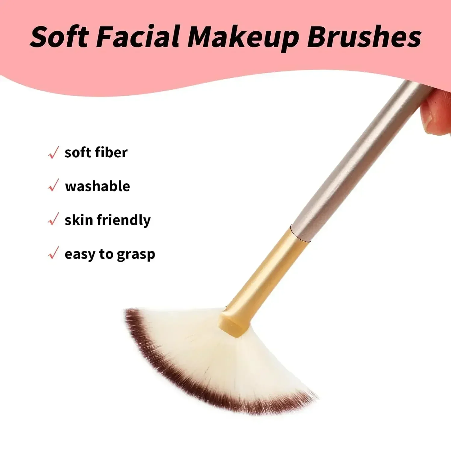 1 Pieces Fan Brushes for Facials Slim Soft Face Mask Brush Applicator for Glycolic Acid Peel Mask Esthetician Face Makeup Brush