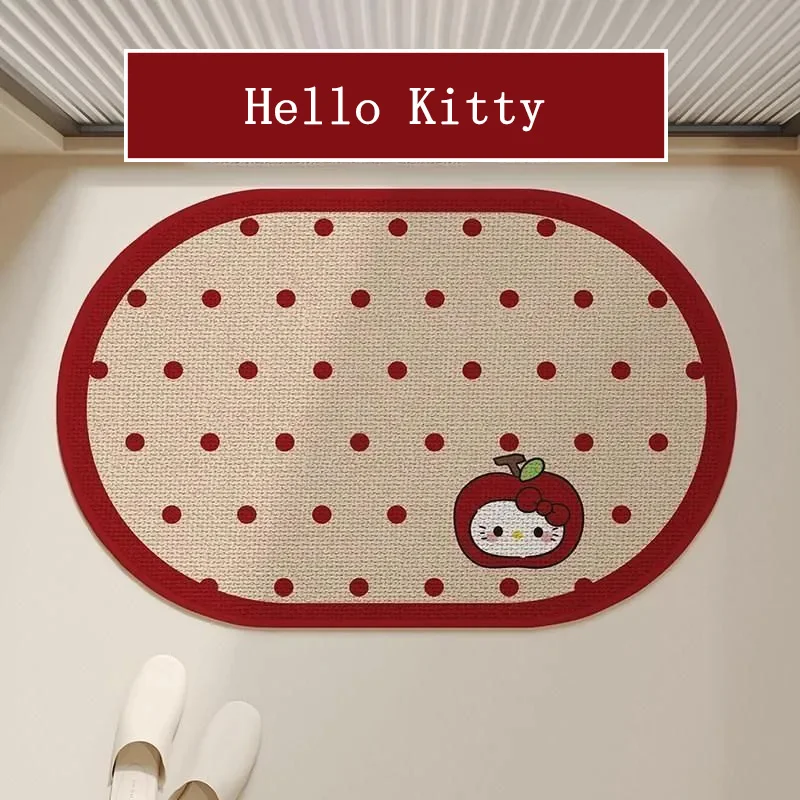 

Sanrio Hello Kitty Absorbent Floor Mat Non-slip Bathroom Kitchen Rug Kawaii Home Decor Carpet for Entryway Bedroom