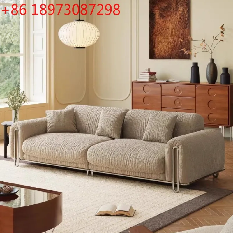 

Французский ретро трехместный диван, подержанный кремовый диван для маленькой квартиры, линейный многоместный диван