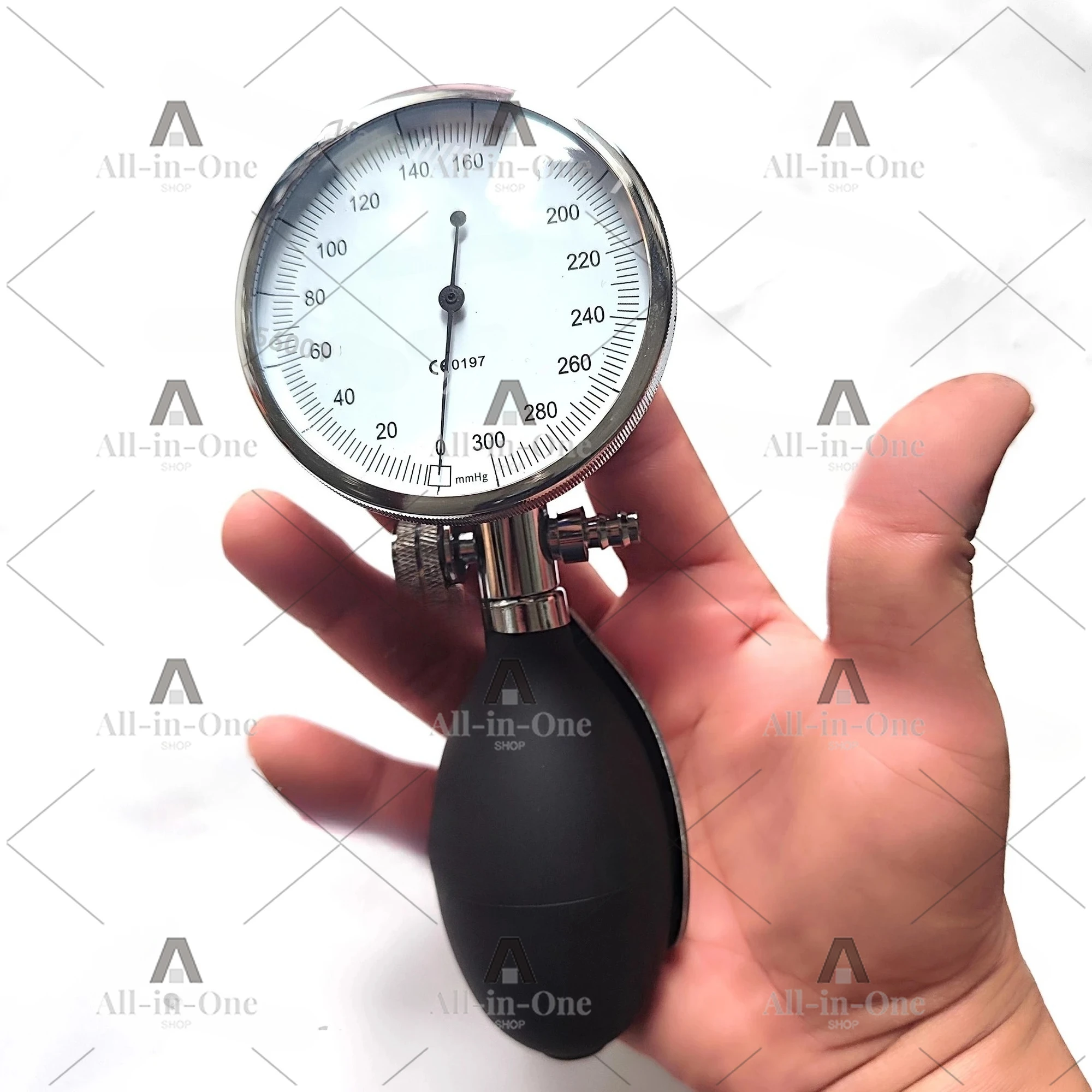 Holding A Gas Pressure Gauge, An Inflatable Pressure Gauge, A Leak Gauge, and A Hand-pinched Inflatable Endoscope Leak Gauge