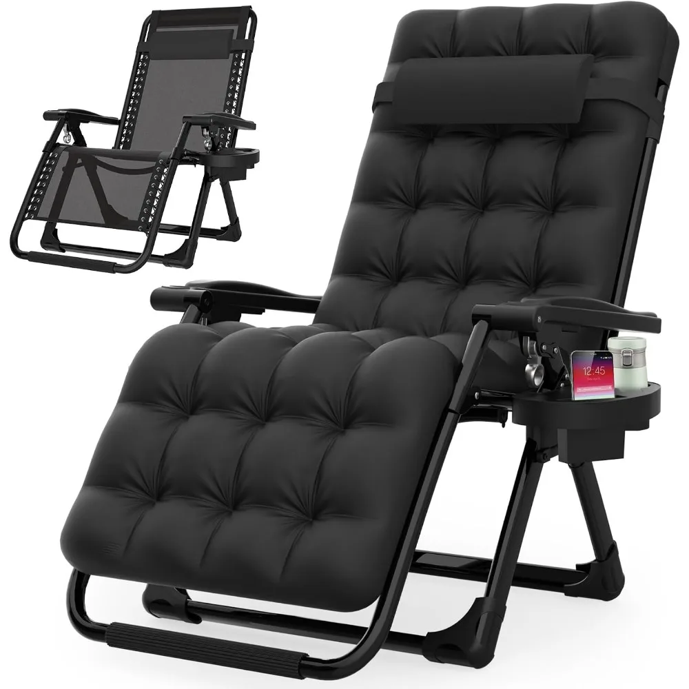 Zero Gravity Reclining Chair with Removable Cushion and Adjustable Backrest for Outdoor and Indoor Use