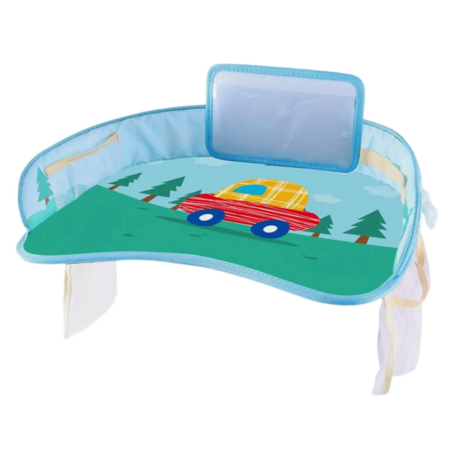 Toddler Tray Car Seat Organizer for Kids Travel Activity Lap Desk with Mesh Pockets for Snacks Tablet Holder Stroller Pushchair