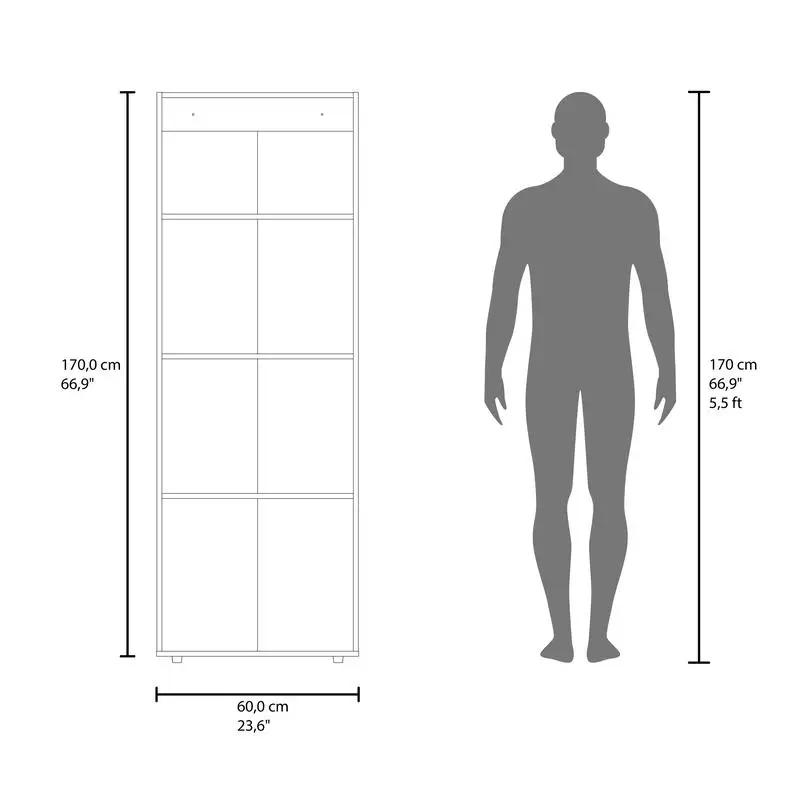 Armoire haute à 3 portes avec 4 étagères – Armoire autoportante pour chambre ou entrée en finition wengé