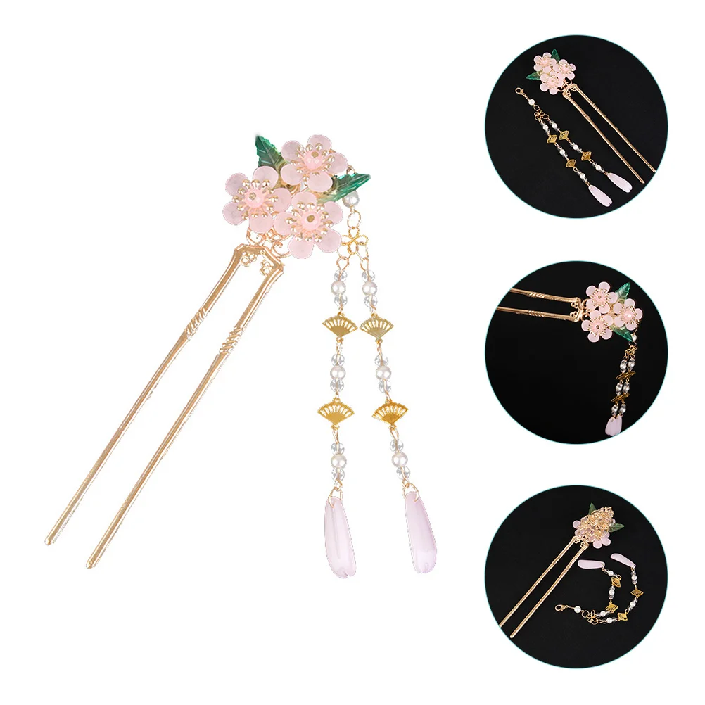 

Hairpin Long Tassel Stick Traditional Wedding Chinese Glass Chopsticks for Women Accessories Bun