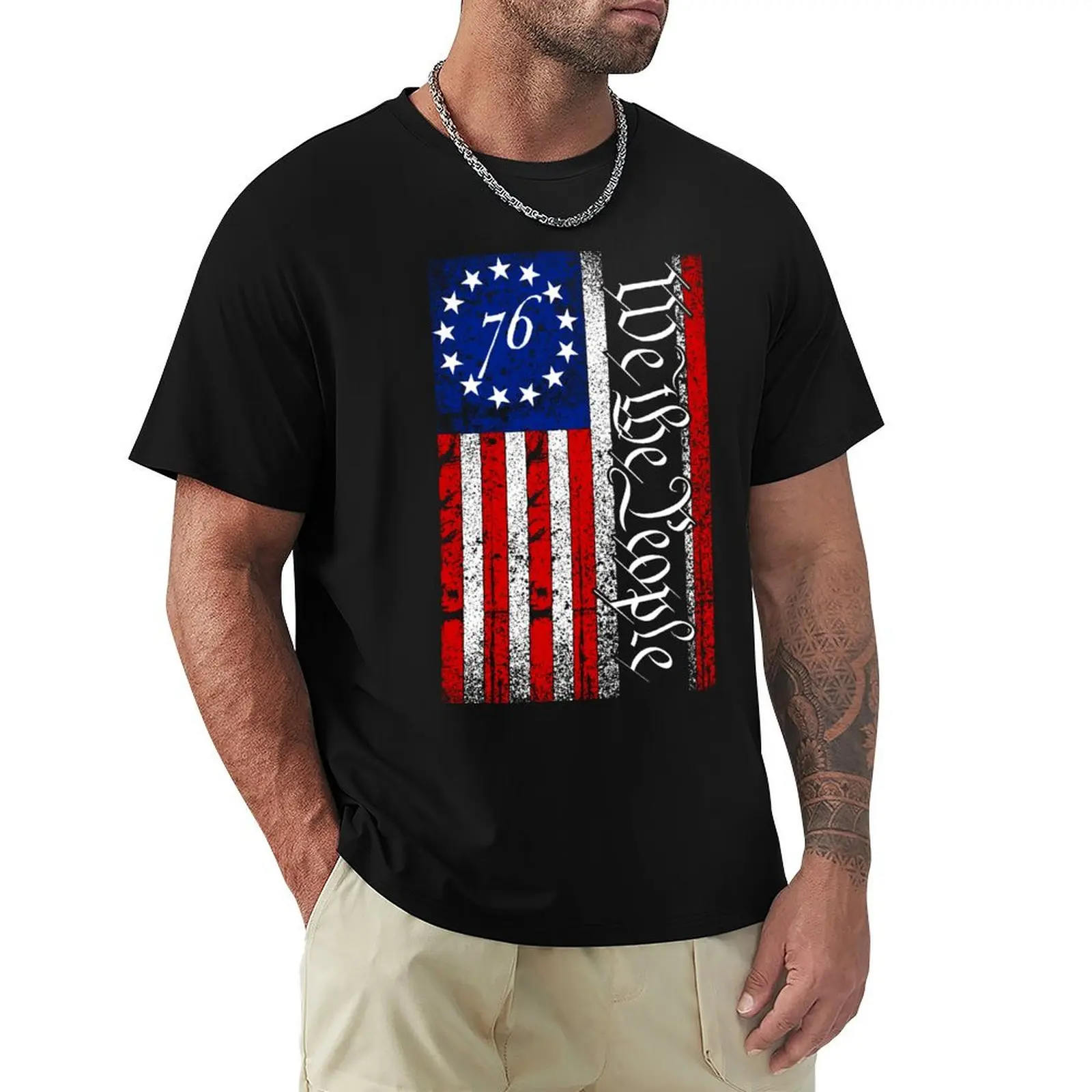 

1776 We The People American Flag T-Shirt gifts for boyfriend anime figures vintage graphic tee black t-shirts for men