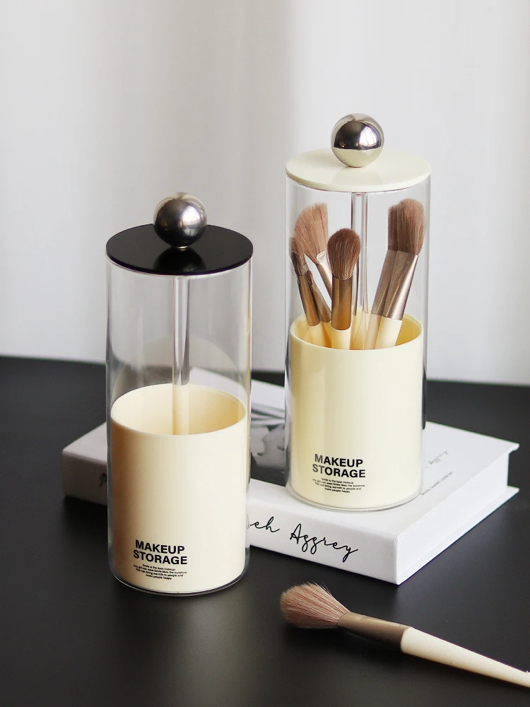 

Акриловая коробка для хранения кистей для макияжа XEMO, настольный органайзер для косметики, пылезащитный прозрачный контейнер для хранения в спальне EH230307