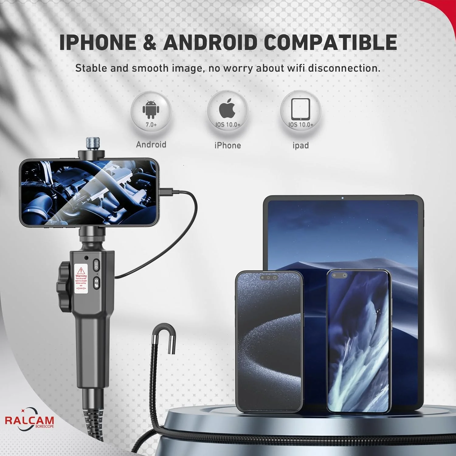 360-Degree Articulated Drain Rotary Industrial Automotive Sewer Boroscope Endoscope Inspection Camera Joint For Iphone Cars