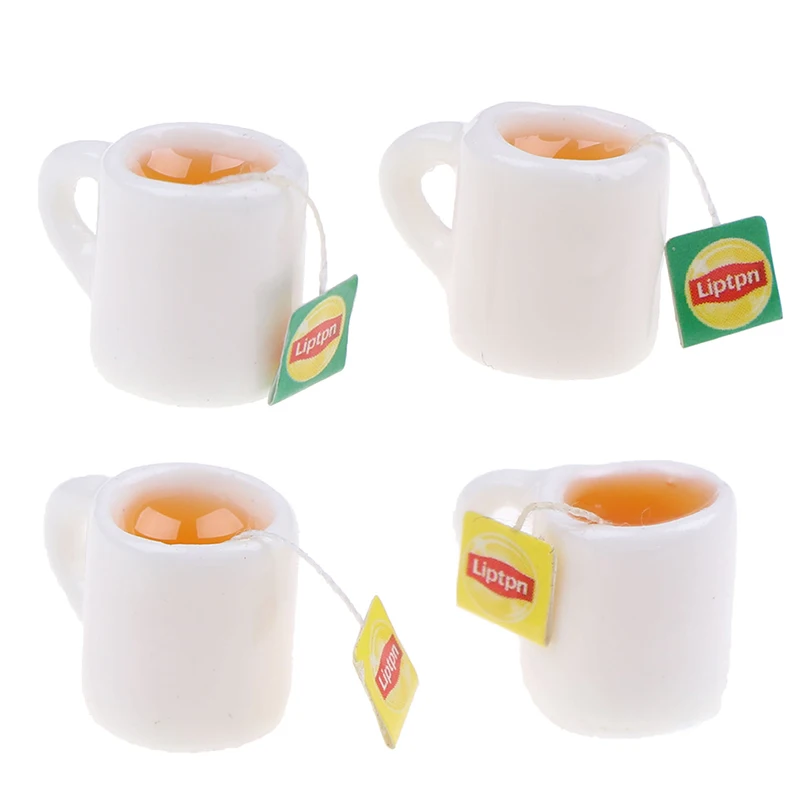 2Pcs/set Dollhouse Miniature Food Drink Model Mini Simulation Tea Cup Kitchen Room Tableware Decor Accessories-Toy