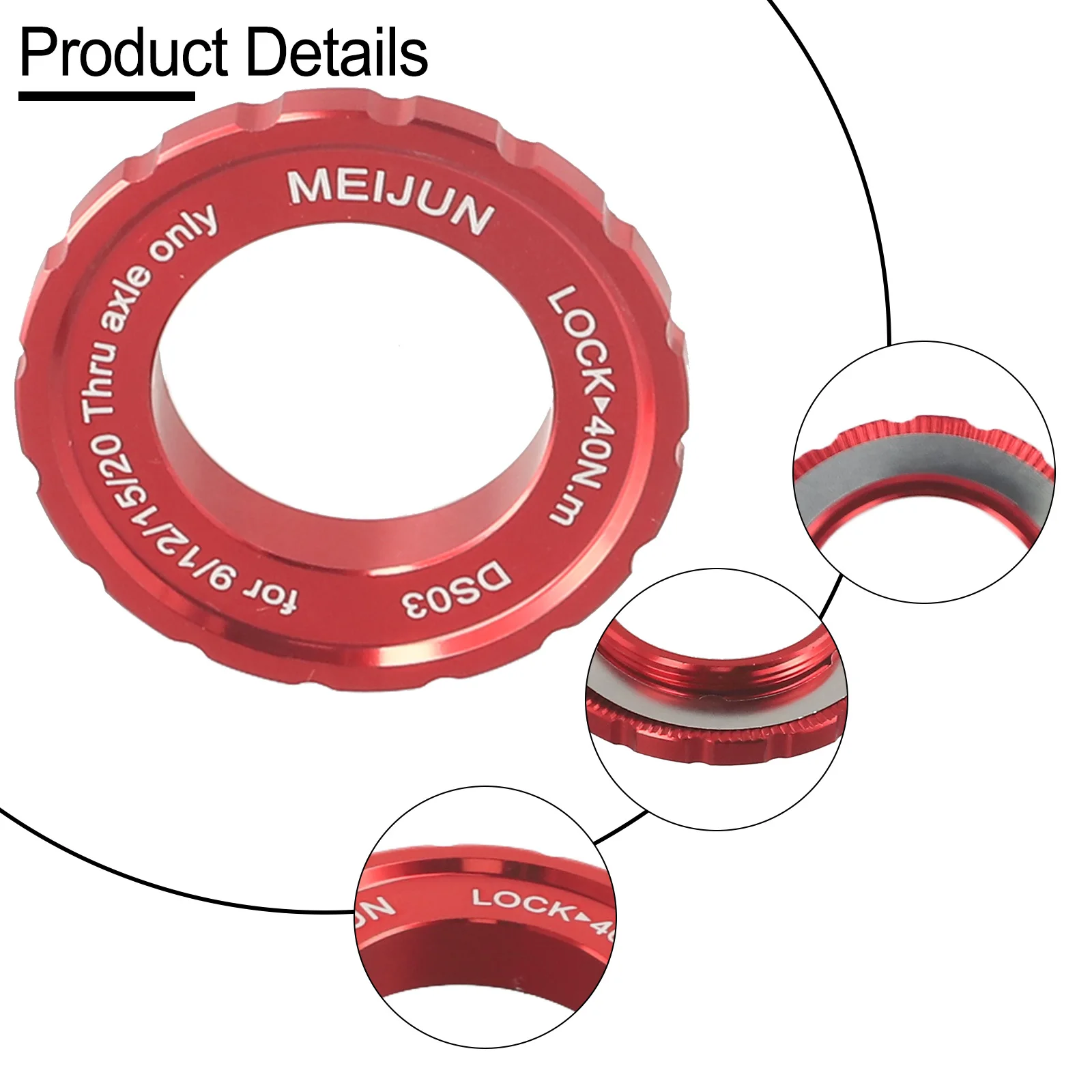 Aluminum Centerlock Disc Cover for Bicycle Disc Brake Systems Compatible with 6 Bolt Rotors and Thru Axle Hub Standards