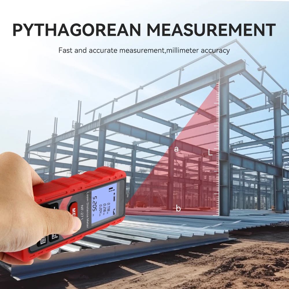 NOYAFA NF-271 High Accurate Roulette Laser Distance Meter Construction Tool Measuring Instrument Digital Distance Ruler 50M/70M