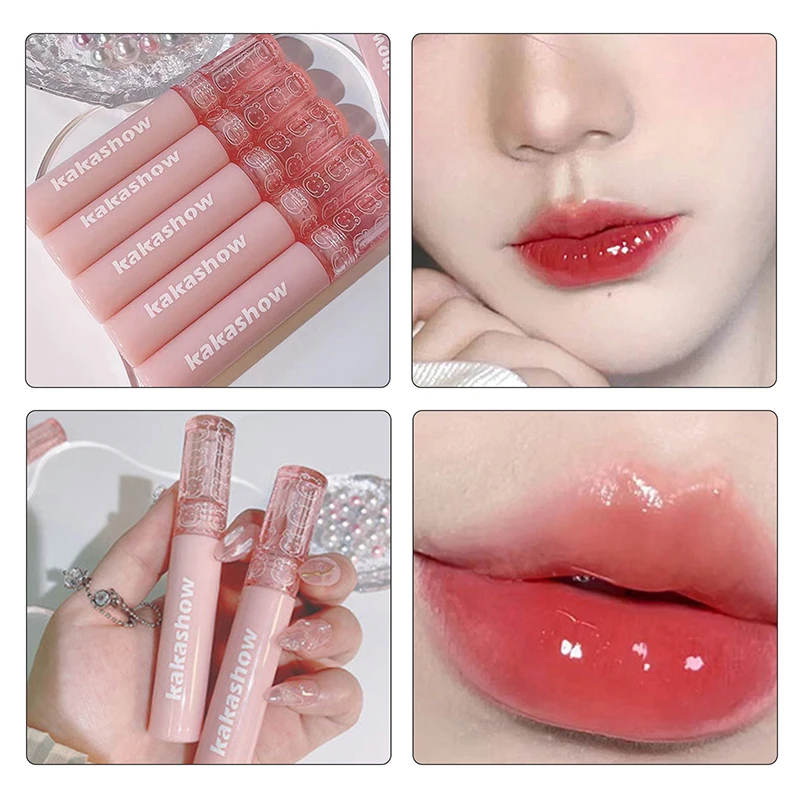 

6 Colors Mirror Water Lip Gloss Pearlescent Lustrous Non-stick Cup Lip Stain With Natural Lip Oil Women Makeup Lip Glaze