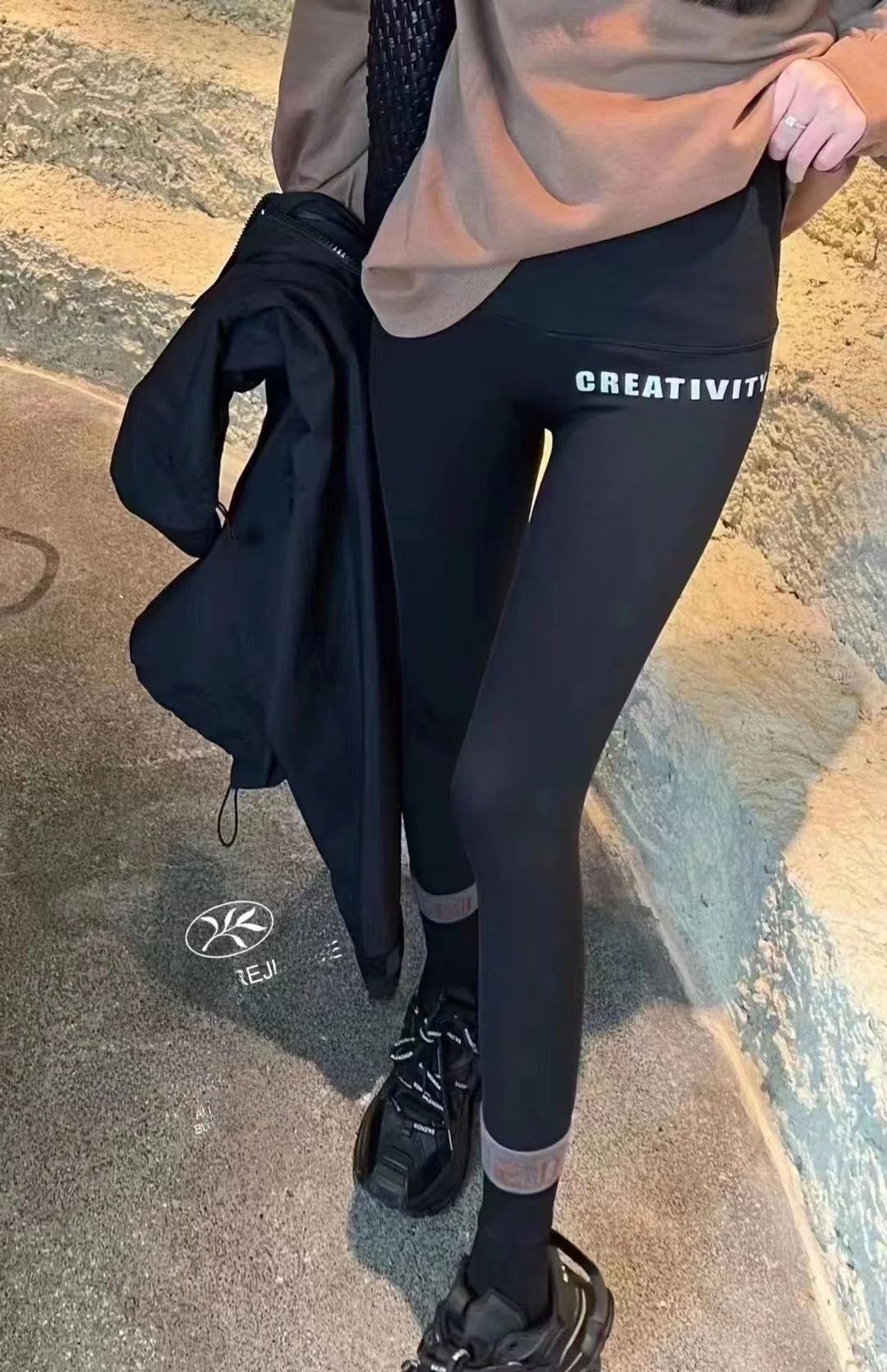 

High Waist Fce Lined ark Pants Women's Fitn Yoga Tight Leggings Autumn Winter Faionable Cuffed Ankle Pants