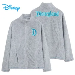 Disney Fleece Zip Up Sweatshirt Women Casual Stand Collar Tops Jacket Disneyland Disney World Embroidery Jumper Femme Streetwear