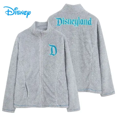 Disney Fleece Zip Up Sweatshirt Frauen Casual Stehkragen Tops Jacke Disneyland Disney Welt Stickerei Jumper Femme Streetwear