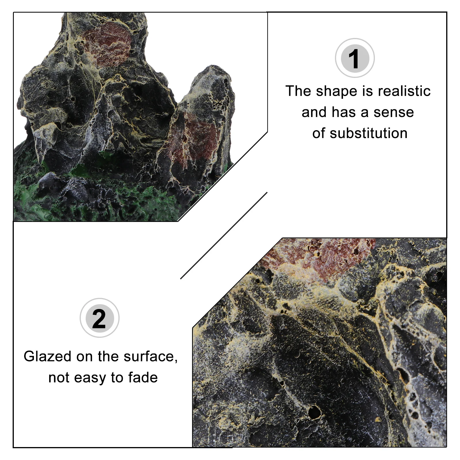 

Aquarium Stone Ornament Simulation Resin Decor Lifelike Fish Tank Scenery Gift Safe for Fresh Salt Water