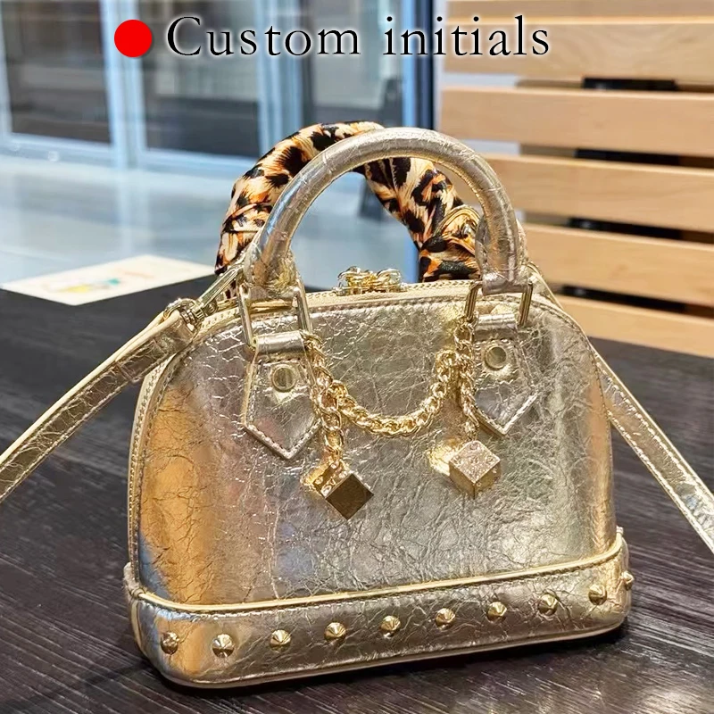 

Classic Gold Mini Shell Bags For Women Luxury Designer Handbags Purses 2025 New In PU Oil Wax Chain Top Handle Underarm Shoulder