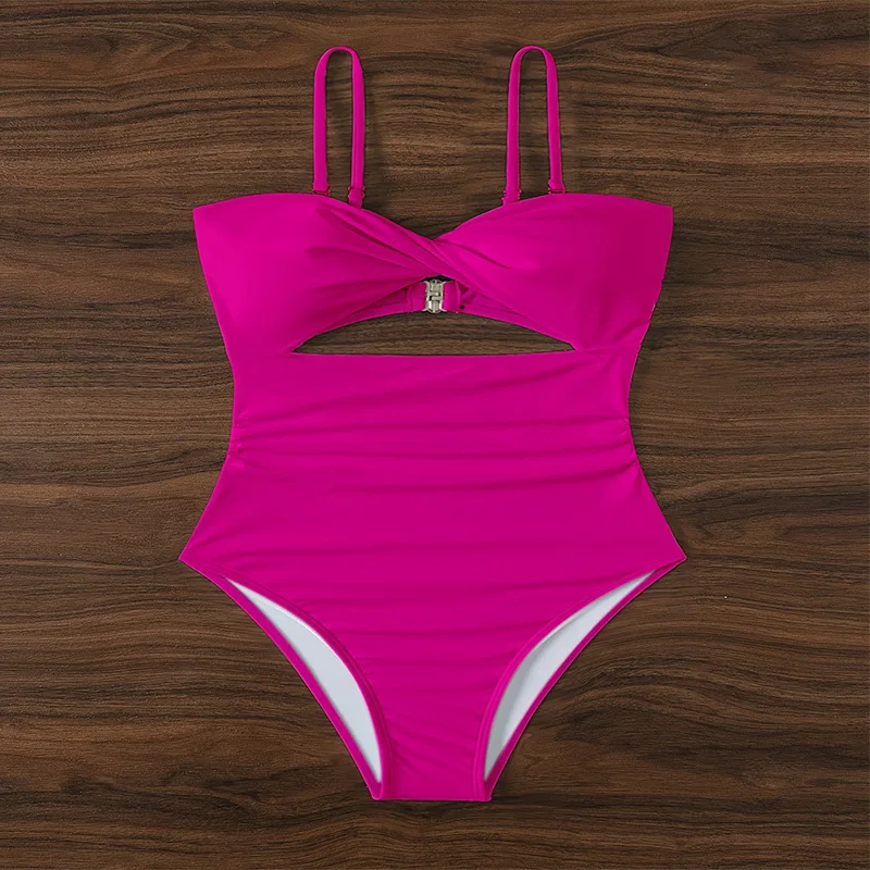 Conjunto de Bikini de una pieza para mujer, traje de baño Sexy de lujo, microtanga plisado, ropa de playa