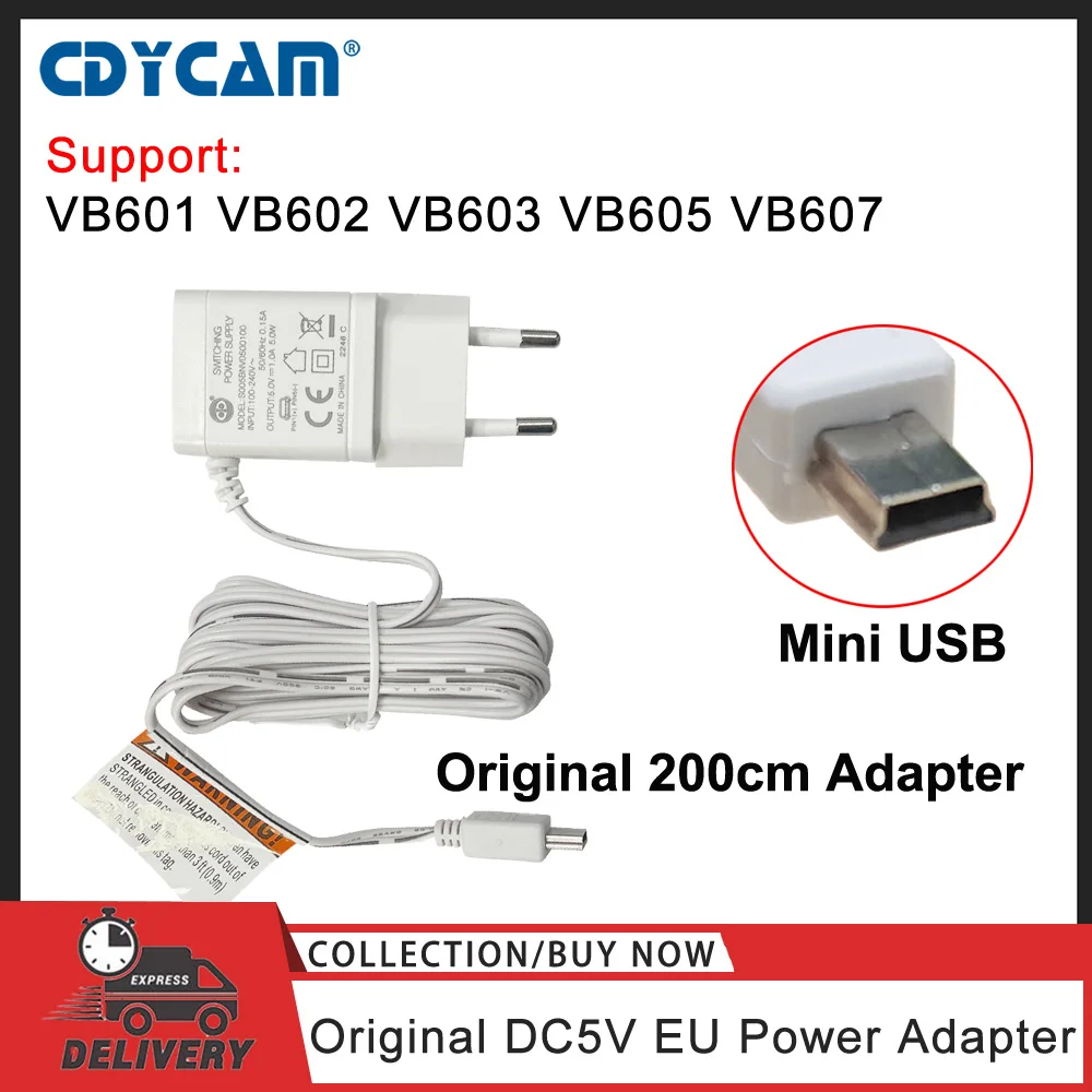 Original 2M EU Power Adapter Charger DC 5V 100-240V 50/60HZ For Baby Monitor VB601/VB602/VB603/VB605/VB607 Baby Nanny Camera