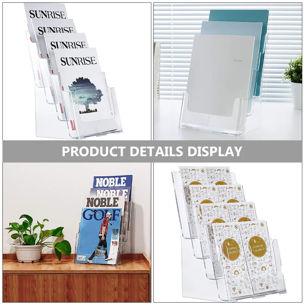 

Three-Layer Acrylic Desktop File Organizer Paper File Holder Magazine Stand Office Storage Organizer Three-Layer Magazine Stand