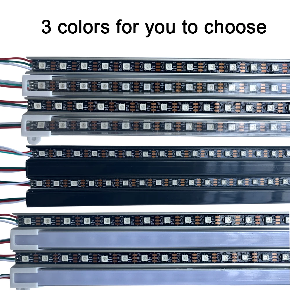 LED Smart Bar Aluminum Tube Cabinet Light U Profile Hard Rigid Strip WS2812B Individually Addressable DC5V 33cm/50cm 3 colors f