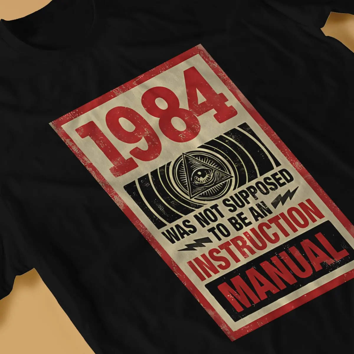 1984 Tyranny T Shirts Men\'s  Cotton Vintage T-Shirt Crewneck George Orwell Tees Short Sleeve Clothing Graphic