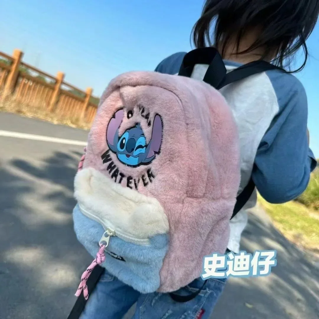 Disney cartoon Stitch Kids Backpack Mini plush Schoolbag Girls and Boys Cute lady Shoulder Bag gift