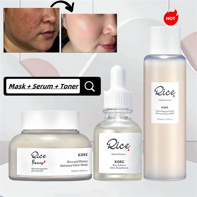 米と蜂蜜のクレンジングフェイスマスク、ブライトニング美容液、化粧水、保湿ブライトニングオイルコントロールギフトセット、女性用スキンケア、韓国製
