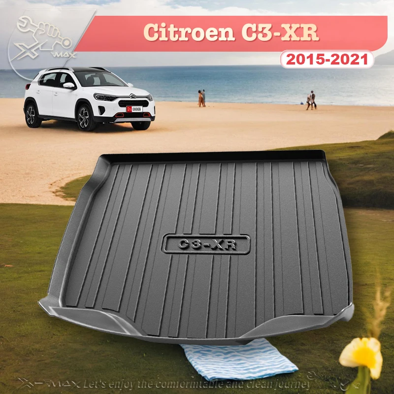 

For Citroen C3-XR 2015-2021 TPE Custom Fit Car Trunk Mat All Season Black Cargo Mat 3D Shaped Laser Measured Trunk Liners