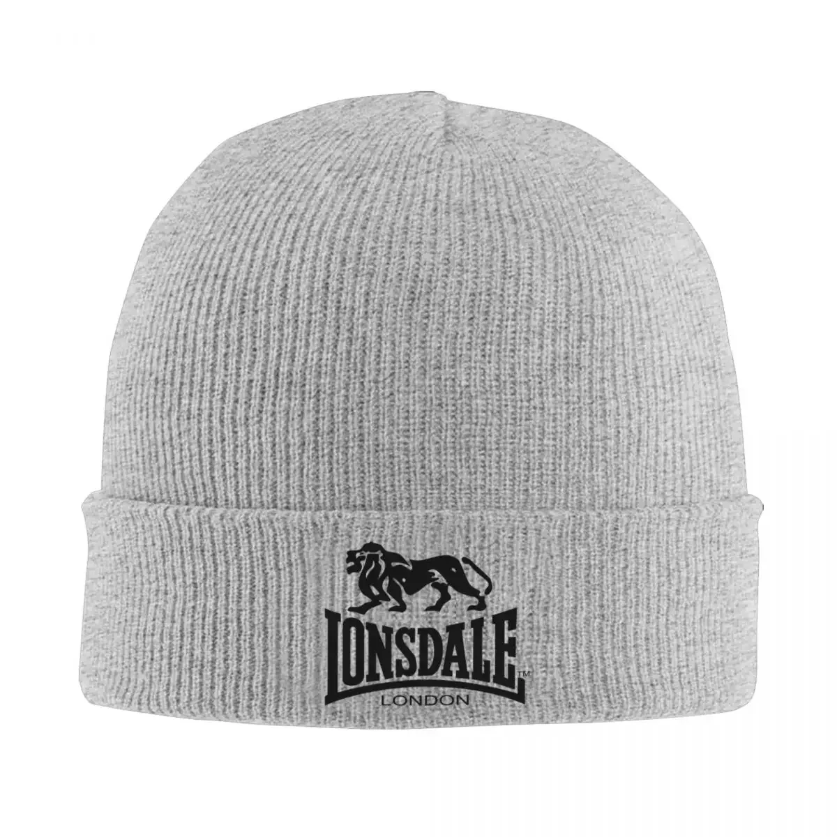 Lonsdales Black Logo Bonnet Hats British Sports Equipment Beanie Hats Pattern Knit Hat Spring Fashion Female Male Hippie Cap