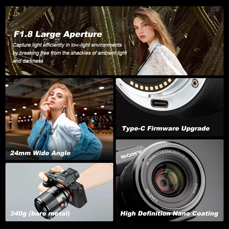 Viltrox Camera Lens AF 24mm F1.8 Full-Frame Wide-angle Prime Lens for Sony E-Mount Nikon Z-Mount Auto Focus Professional Video