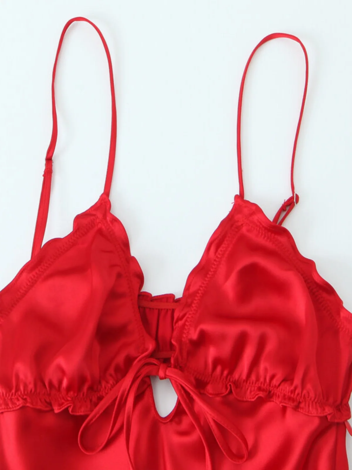 Vestido Midi de Seda Satin Decorativo em Camadas para Mulheres Primavera 2024 E Decote em V Sem Mangas para Senhoras Q...