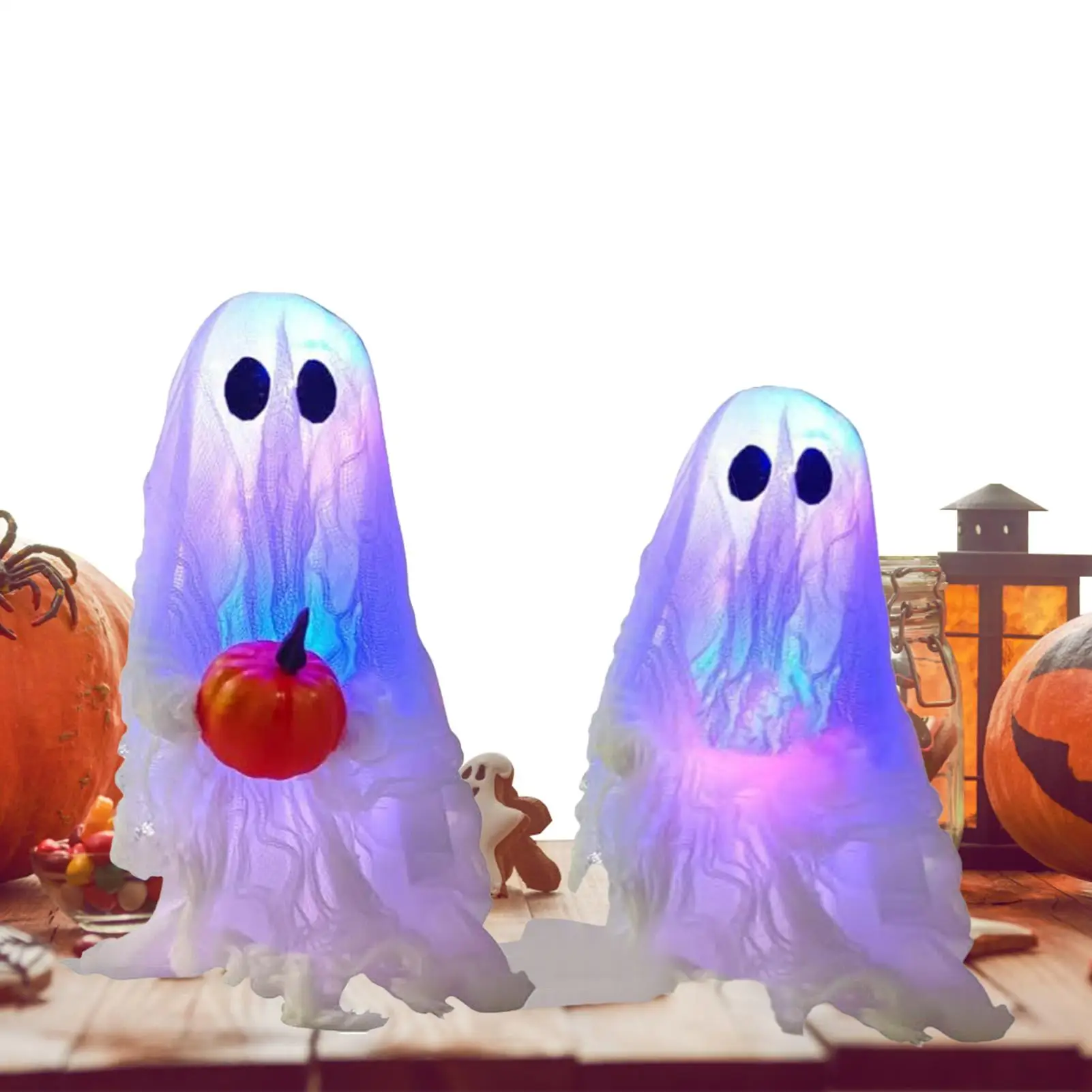 

2Pcs Ghost Halloween Figurine Halloween Ghost Decorations Halloween ghost table decoration for garden party Halloween theme