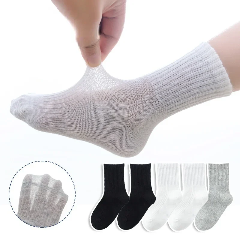 5 Pairs/ Lot kids sock Soft Breathable Cotton School Socks Girls Boys Casual Grey Black White Sports Children\'s Socks