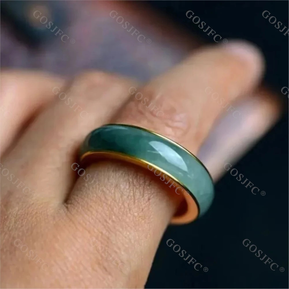 SHEXIANG EDC afrique JADEITE anneau Spinner Fidget jouets pour adultes soulagement du Stress jouet anneau cliquet Spinner soulagement de l'anxiété Gadgets
