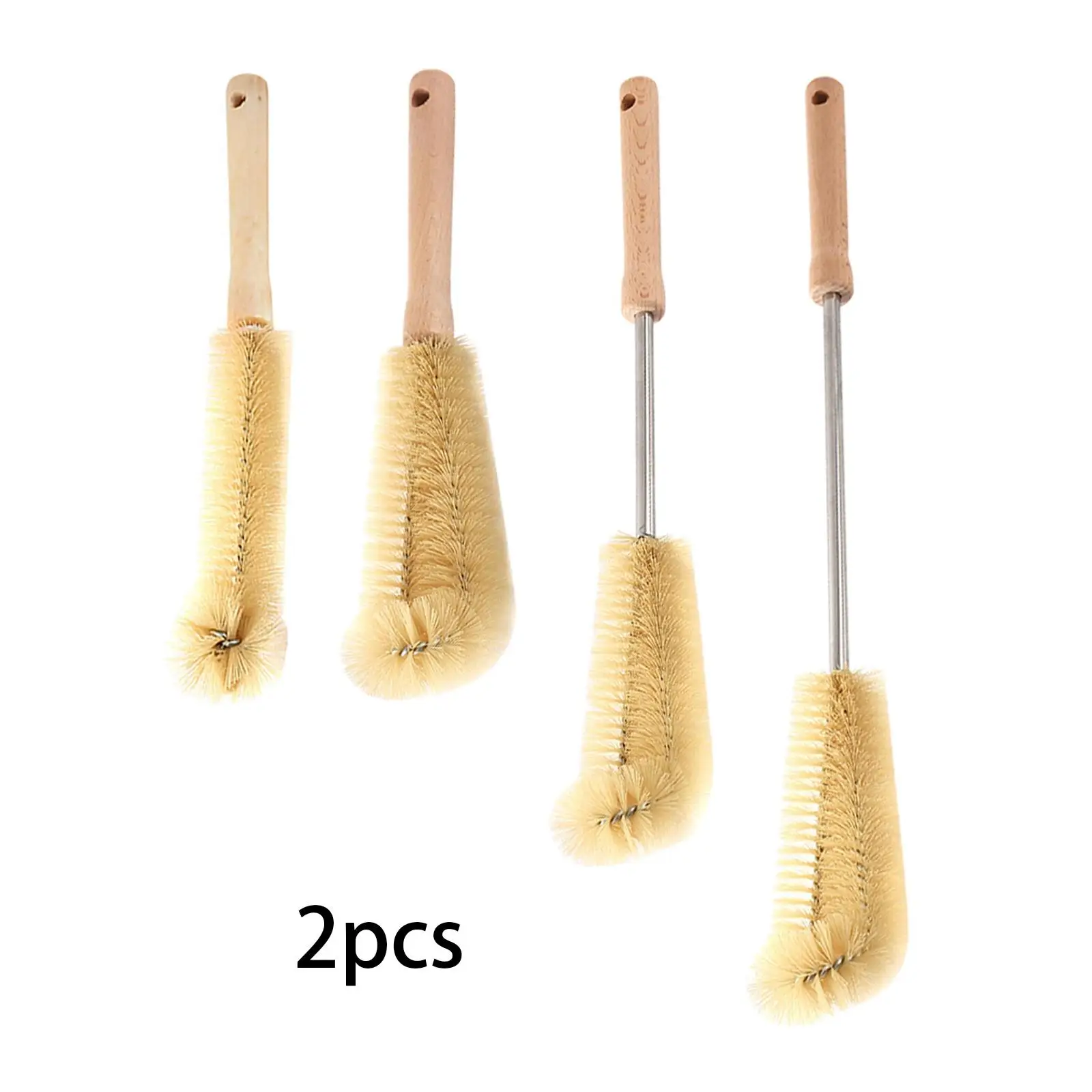 Cepillo de limpieza de botellas multifunción, mango de madera para Tae Jurs, 2 piezas