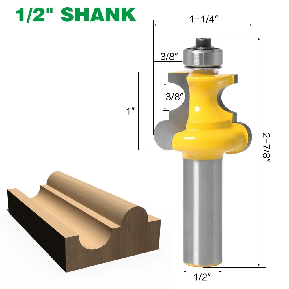 1PC 1/2" 12.7MM 12MM Shank Milling Cutter Wood Carving Bead Molding Router Bit Flute & Beading Line Woodworking Tenon Cutter