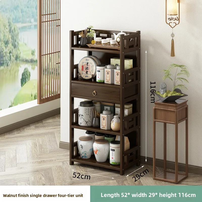 Household Goods Tea Room Small Bogu Rack Tea Cabinet Shelf Tea Display Cabinet Solid Wood Chinese Style Tea SetTea Ornament Rack