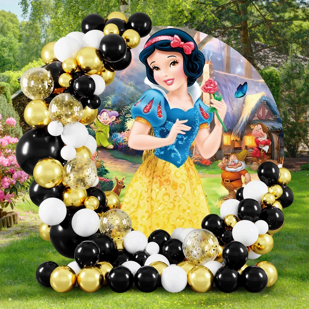 Princess Snow White Birthday Party Decoration Round Backdrop Background Photography Baby Shower Celebrate Props Photographic