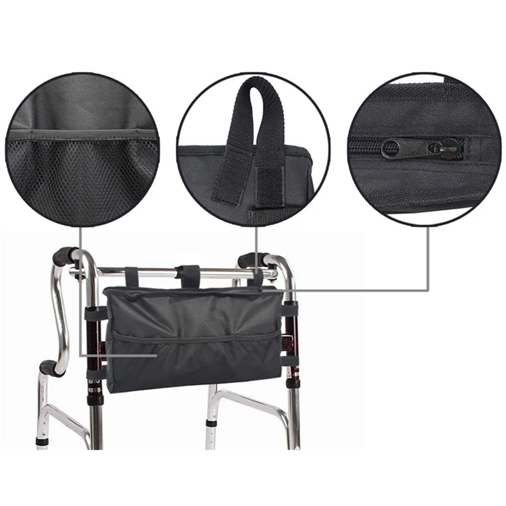 

1pc Wheelchair Storage Bag Durable Waterproof Large Capacity Hanging Pouch For Wheelchair Scooter Walker Trolley Phone Keys