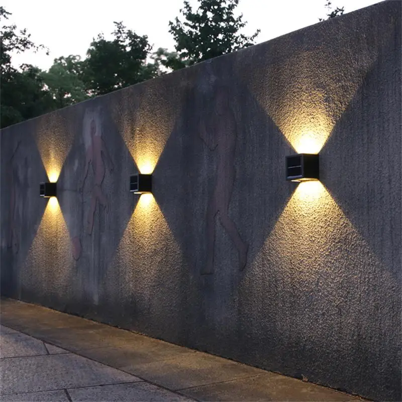 Impermeável Solar Wall Spotlights, Iluminação exterior, Balcão Lâmpada, Luz Branca Quente, Varanda e Varanda, 1200mAh