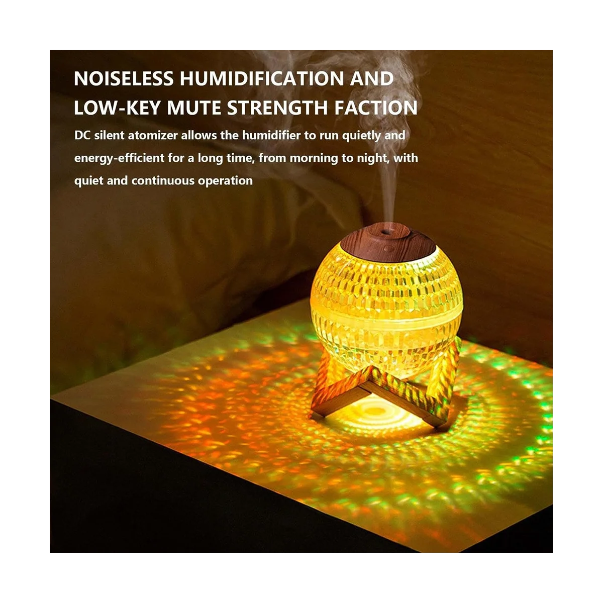 미니 다채로운 야간 조명 크리스탈 볼 가습기, 휴대용 쿨 미스트 가습기, 침실, 보육원, 사무실용