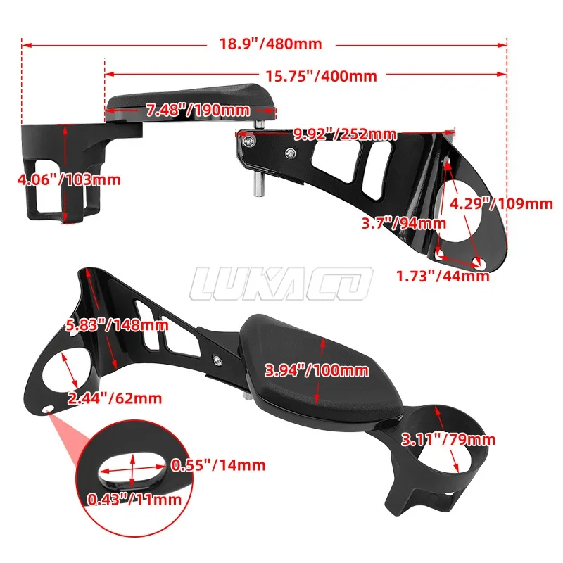 1 Pair Motorcycle Rear Passenger Armrests With Cup Holder Drink Bottle Carrier For Harley Touring Electra Road Tri Glide 2024