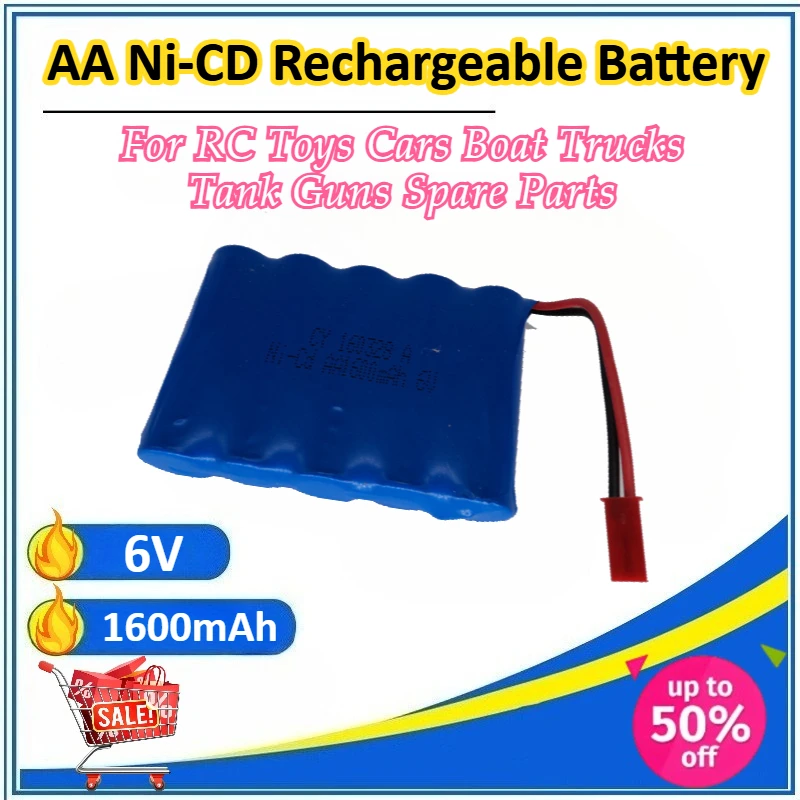 6V 1600mAh Ni-CD Rechargeable Battery For RC Toys Cars Boat Trucks Tank Guns Spare Parts AA Ni-CD Electric Battery Pack