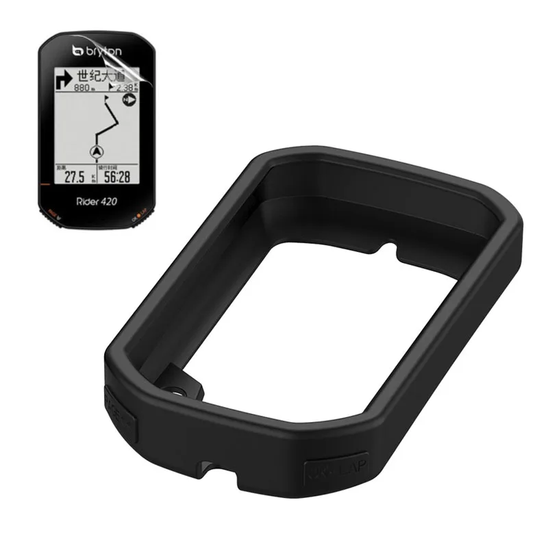 Funda protectora de silicona con borde suave, película protectora de pantalla para Bryton Rider 420/320 R420 R320 GPS, piel de ordenador para bicicleta
