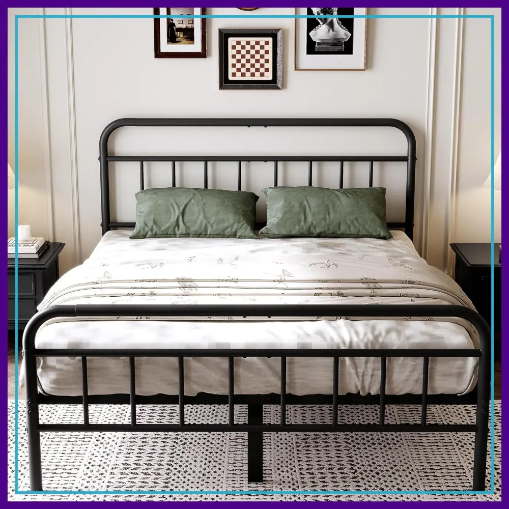 

14Inch Queen Metal Bed Frame with Storage, Heavy Duty, No Box Spring Needed, Easy Assembly