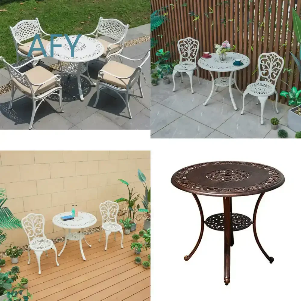 Cast Aluminum Vintage Outdoor Garden Table for Patio Balcony Yard for Aluminum Furniture for Modern Rustic Decor